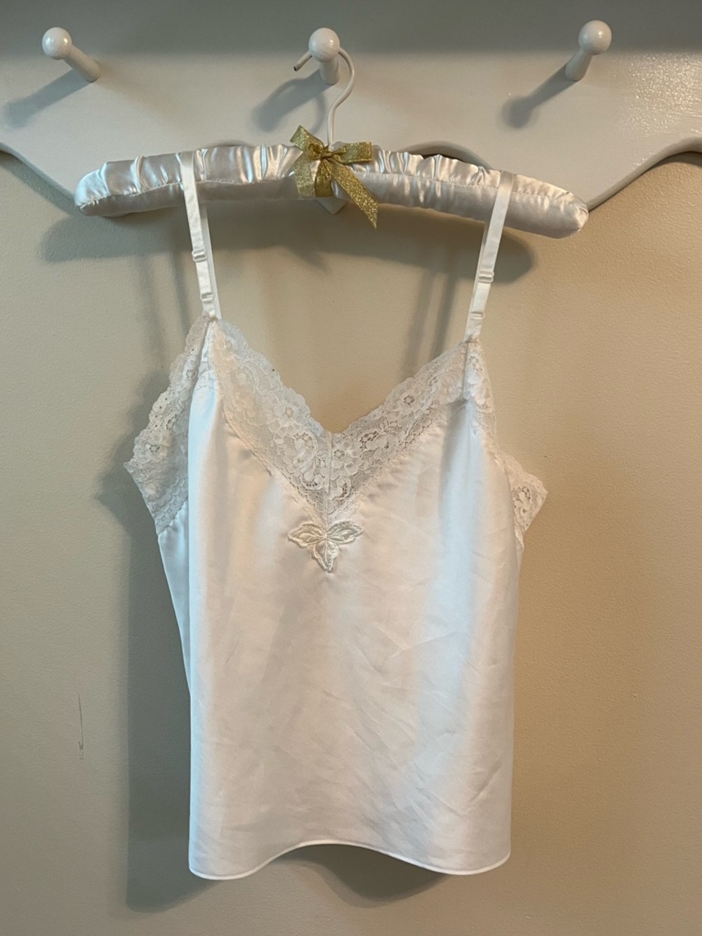 Vintage Pinehurst Lingerie White Lace Trim Cami Size 34